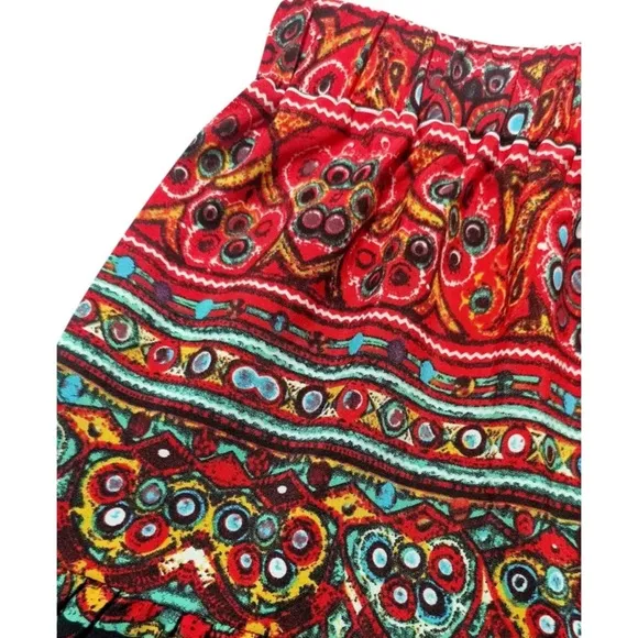RESTOCK! Boho High Elastic Waist Patterned Ruffle Tiered Colorful Maxi Skirt!