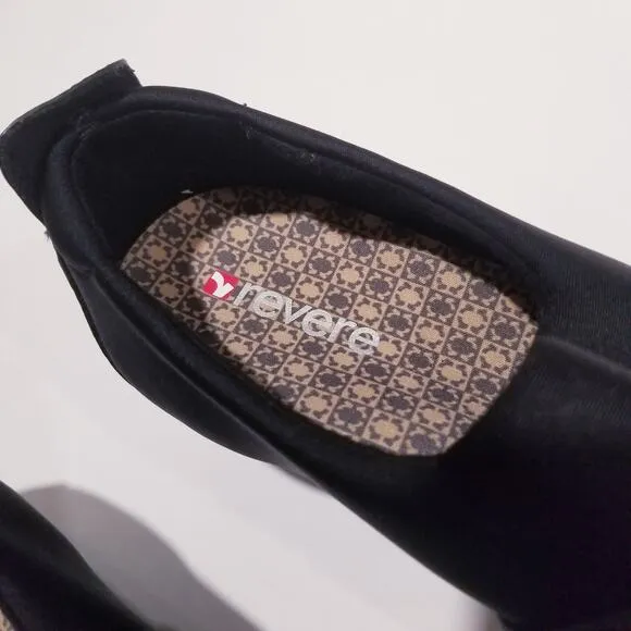 REVERE Shoes Genoa Black Slip on Stretch Loafer