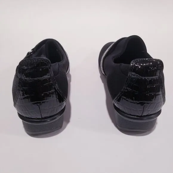 REVERE Shoes Genoa Black Slip on Stretch Loafer