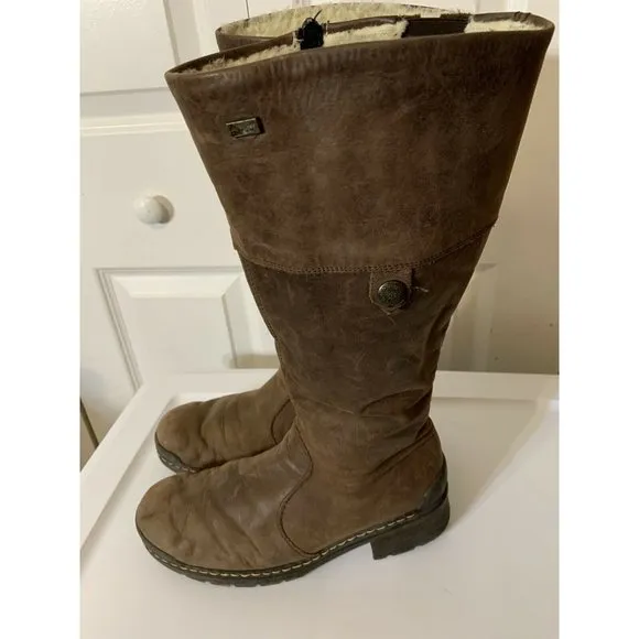 RIEKER Size 8.5,‎ Eur 39 Woman’s Brown Suede Boots Zip