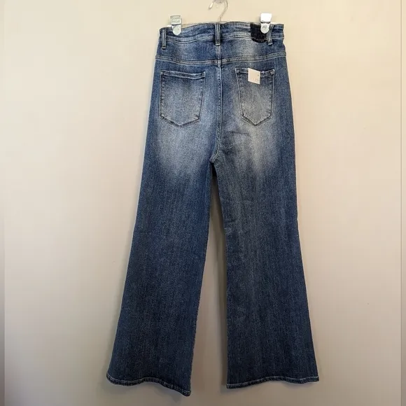 Risen Jeans Jane Mid Rise Fold Over Straight Leg Jeans Size 2X