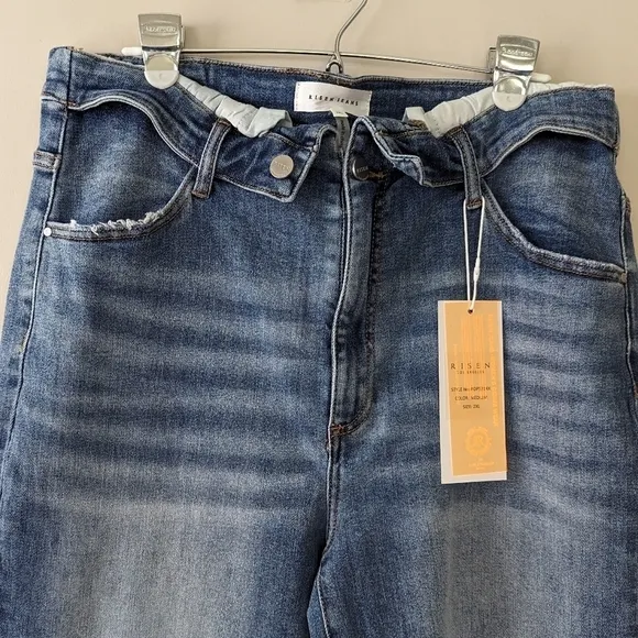 Risen Jeans Jane Mid Rise Fold Over Straight Leg Jeans Size 2X