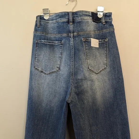 Risen Jeans Jane Mid Rise Fold Over Straight Leg Jeans Size 2X