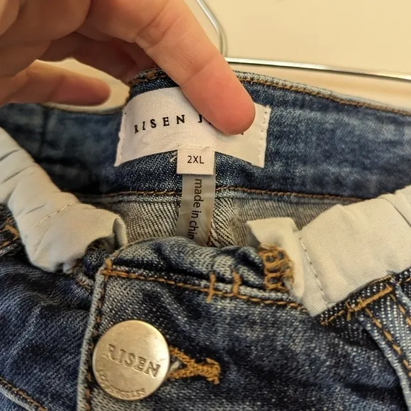Risen Jeans Jane Mid Rise Fold Over Straight Leg Jeans Size 2X