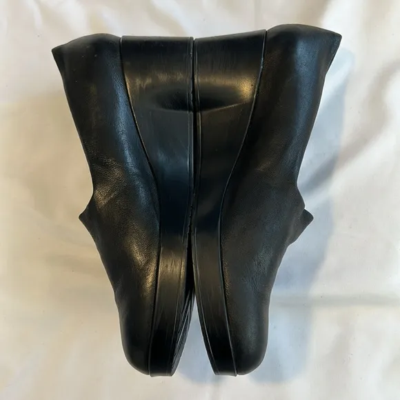 Robert Clergerie Black Leather Platform Wedge Slip On Shoes