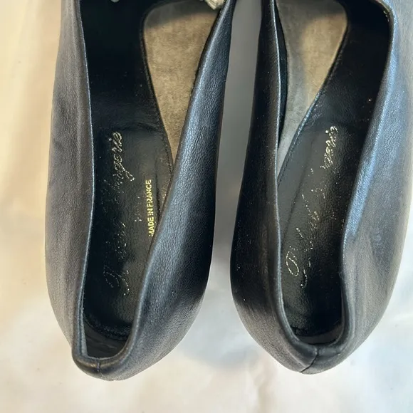 Robert Clergerie Black Leather Platform Wedge Slip On Shoes