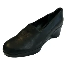 Robert Clergerie Black Leather Platform Wedge Slip On Shoes