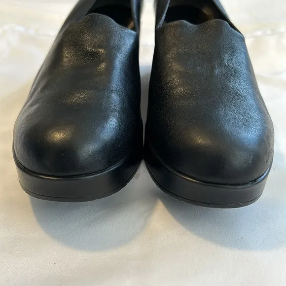 Robert Clergerie Black Leather Platform Wedge Slip On Shoes