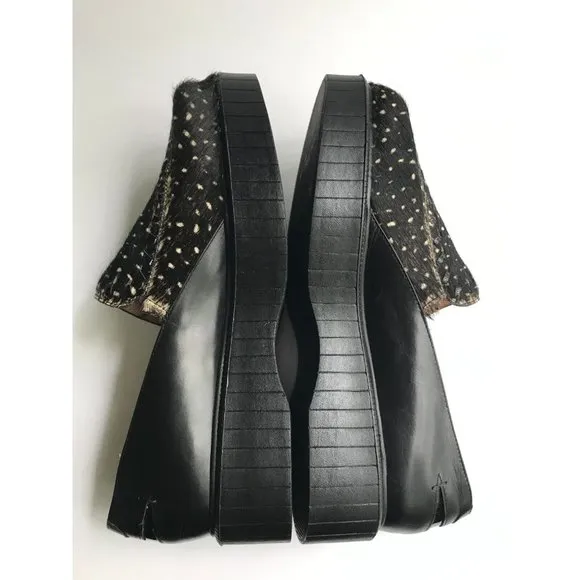 Robert Clergerie Black Pony Hair Polka Dot Platform Shoes, Sz 8.5 (US) 38.5 (EU)