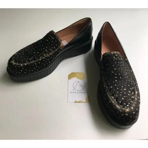 Robert Clergerie Black Pony Hair Polka Dot Platform Shoes, Sz 8.5 (US) 38.5 (EU)