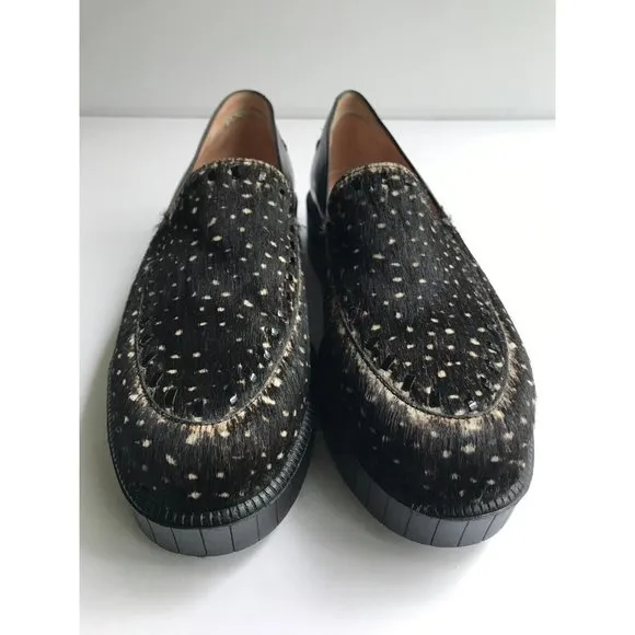 Robert Clergerie Black Pony Hair Polka Dot Platform Shoes, Sz 8.5 (US) 38.5 (EU)