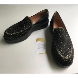 Robert Clergerie Black Pony Hair Polka Dot Platform Shoes, Sz 8.5 (US) 38.5 (EU)