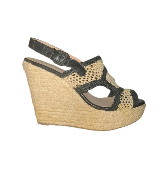 ROBERT CLERGERIE | Drastic Woven Raffia Wedge Sandals in Size EU 39.5 / US 9