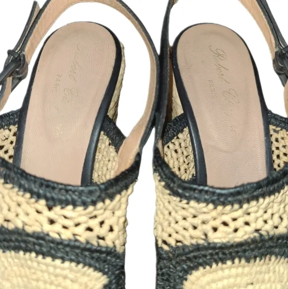 ROBERT CLERGERIE | Drastic Woven Raffia Wedge Sandals in Size EU 39.5 / US 9