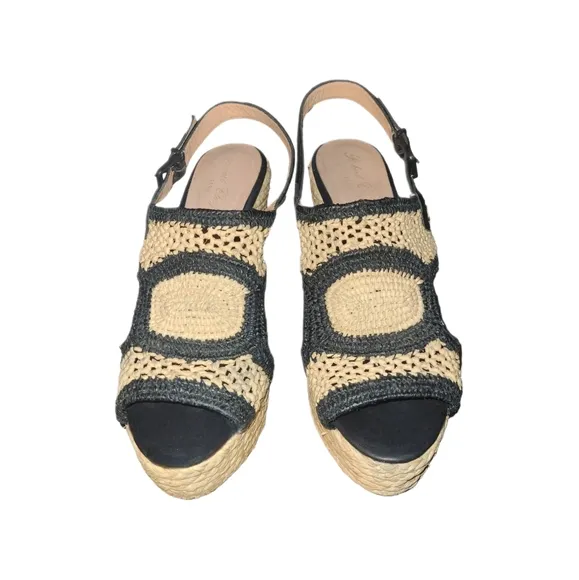 ROBERT CLERGERIE | Drastic Woven Raffia Wedge Sandals in Size EU 39.5 / US 9