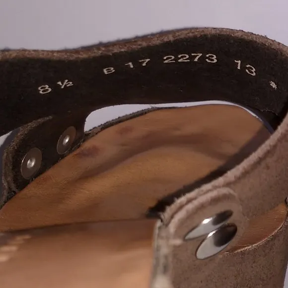 *Robert Clergerie Paris brown green suede platform clogs 8.5