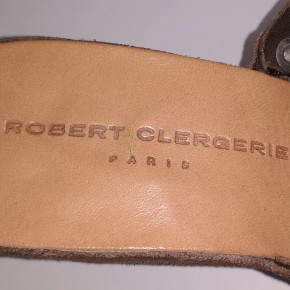 *Robert Clergerie Paris brown green suede platform clogs 8.5