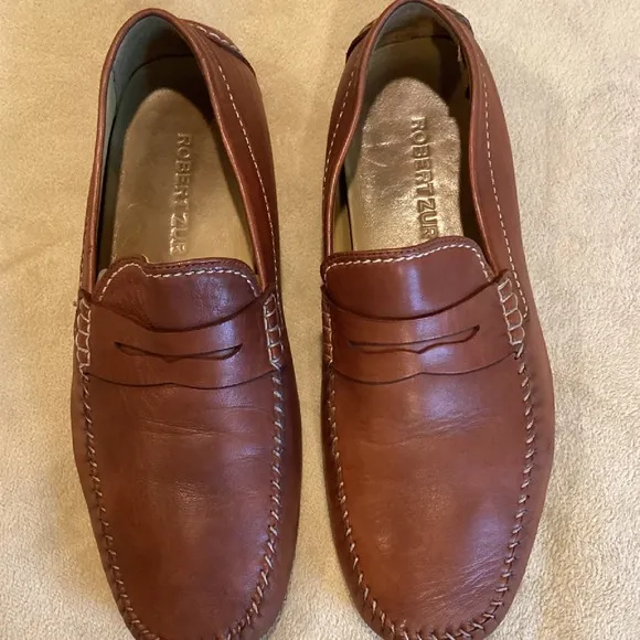 Robert Zur Brown Leather Driving Loafer Slip-On Shoes Amazonas Sz. 11.5 M