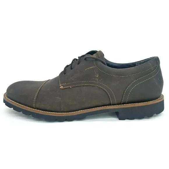 Rockport Mens Channor Oxford H79454 Brown Oiled Leather Shoes Size US 10M EUC
