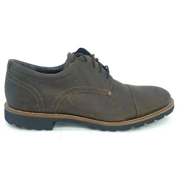 Rockport Mens Channor Oxford H79454 Brown Oiled Leather Shoes Size US 10M EUC