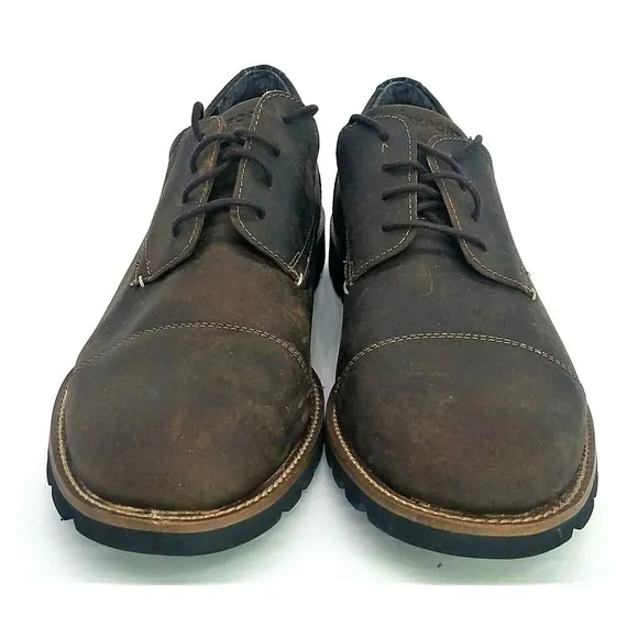 Rockport Mens Channor Oxford H79454 Brown Oiled Leather Shoes Size US 10M EUC