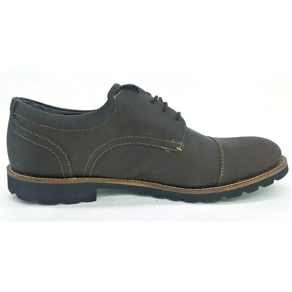 Rockport Mens Channor Oxford H79454 Brown Oiled Leather Shoes Size US 10M EUC