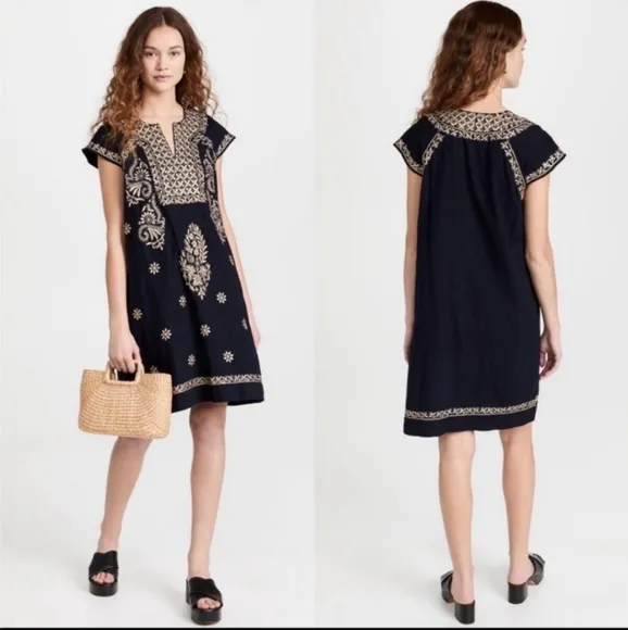Roller Rabbit Faith Navy Embroidered Cotton Dress