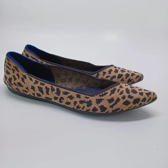 Rothys Flats Leopard Print Point Toe Slip On Shoes Womens 6.5