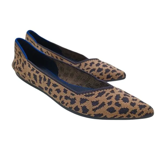 Rothys Flats Leopard Print Point Toe Slip On Shoes Womens 6.5