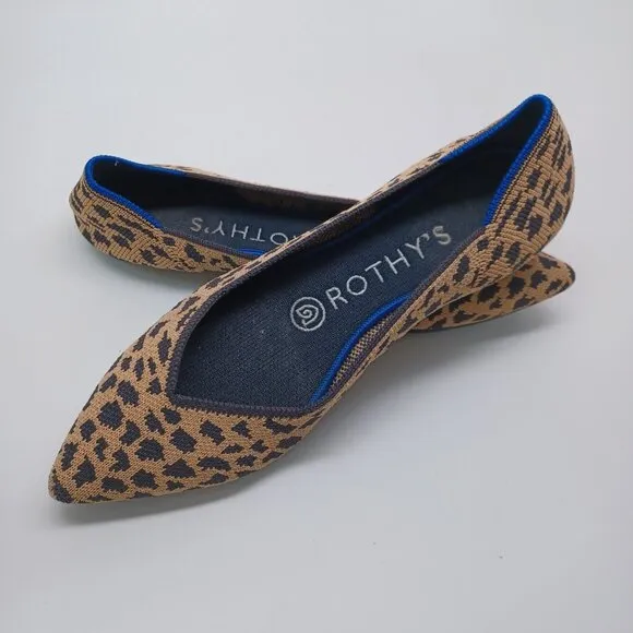 Rothys Flats Leopard Print Point Toe Slip On Shoes Womens 6.5