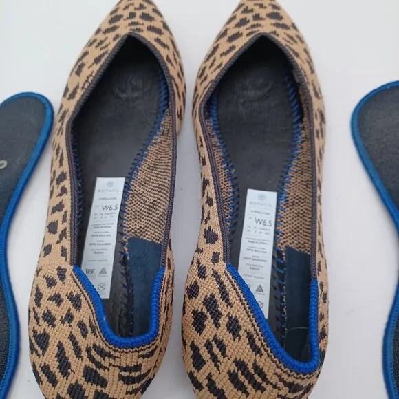 Rothys Flats Leopard Print Point Toe Slip On Shoes Womens 6.5