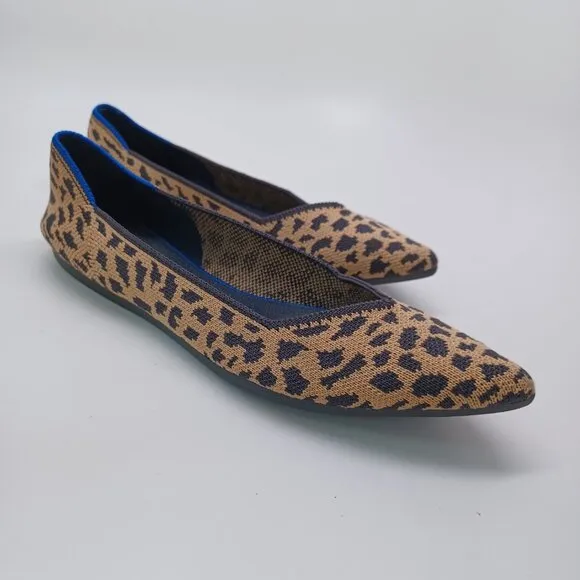 Rothys Flats Leopard Print Point Toe Slip On Shoes Womens 6.5