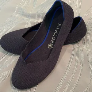 Rothy’s Navy Blue The Flat Slip-on Ballet Shoes Sz 10