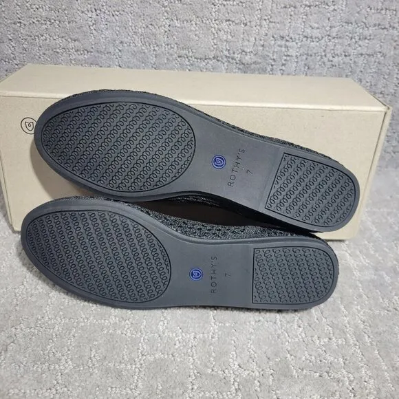 Rothy’s The Flat Black Honeycomb Rounded Toe Slip on Flat Shoes Multiple Sizes