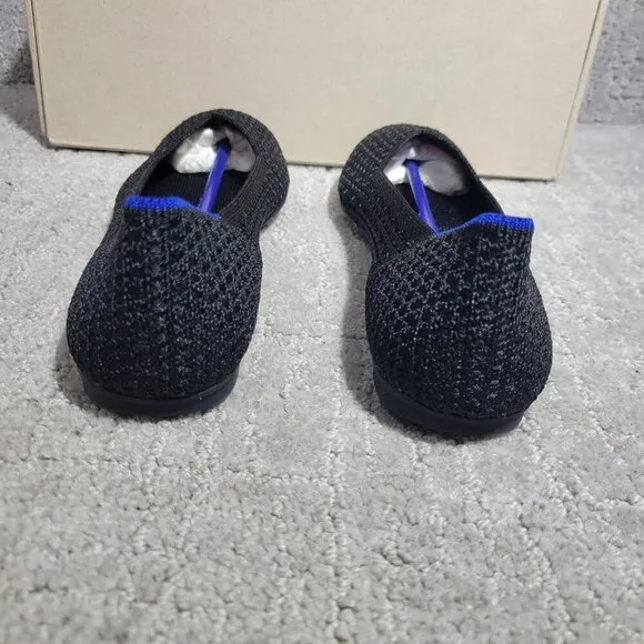 Rothy’s The Flat Black Honeycomb Rounded Toe Slip on Flat Shoes Multiple Sizes