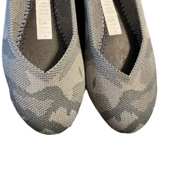 Rothy's The Flat Camo Women's Slip On Ballet Flat Shoes Gray Size 7.5 Wide