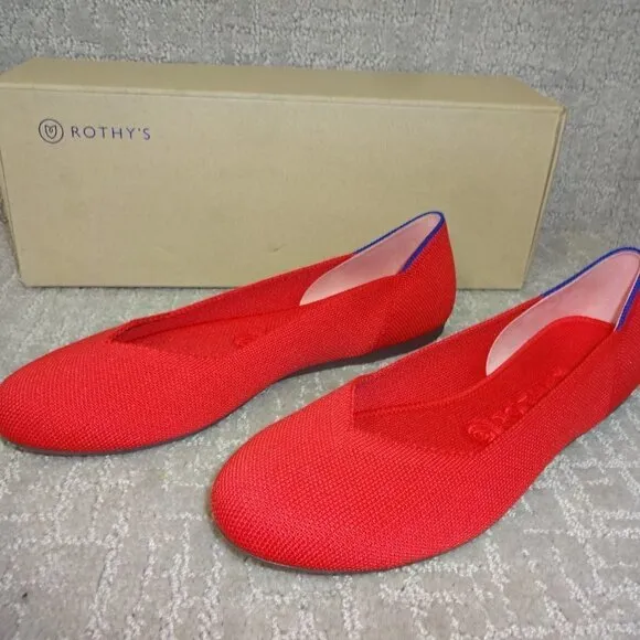 Rothys The Flat Women's Size 8.5 US Red Ruby Round Toe Slip on Flats Shoes