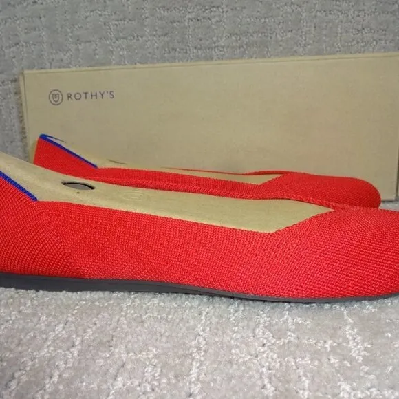 Rothys The Flat Women's Size 8.5 US Red Ruby Round Toe Slip on Flats Shoes