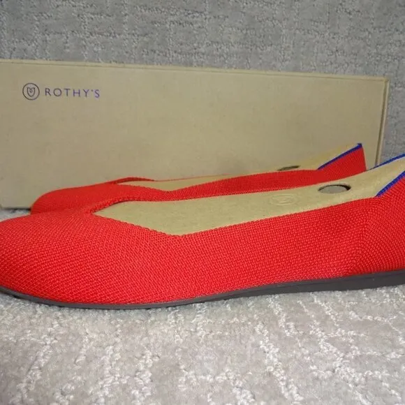 Rothys The Flat Women's Size 8.5 US Red Ruby Round Toe Slip on Flats Shoes