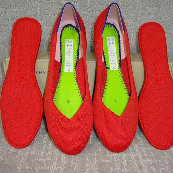Rothys The Flat Women's Size 8.5 US Red Ruby Round Toe Slip on Flats Shoes