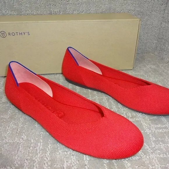 Rothys The Flat Women's Size 8.5 US Red Ruby Round Toe Slip on Flats Shoes