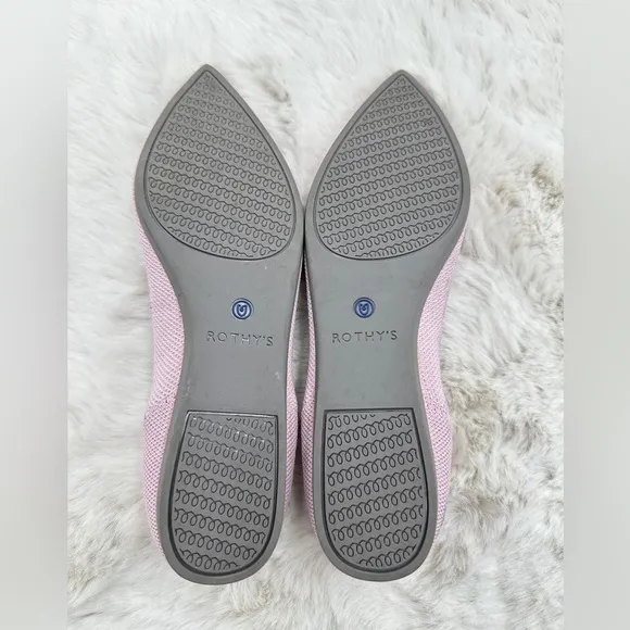 Rothy's The Point Light Pink Flat Slip On Pointed Toe Knit Shoes Womens Size 6.5