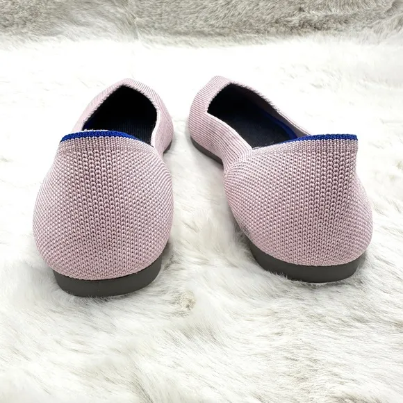 Rothy's The Point Light Pink Flat Slip On Pointed Toe Knit Shoes Womens Size 6.5