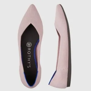Rothy's The Point Light Pink Flat Slip On Pointed Toe Knit Shoes Womens Size 6.5