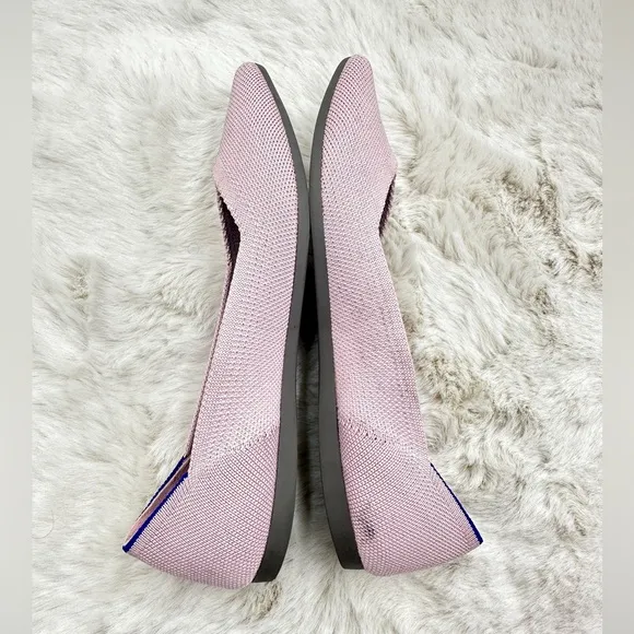 Rothy's The Point Light Pink Flat Slip On Pointed Toe Knit Shoes Womens Size 6.5