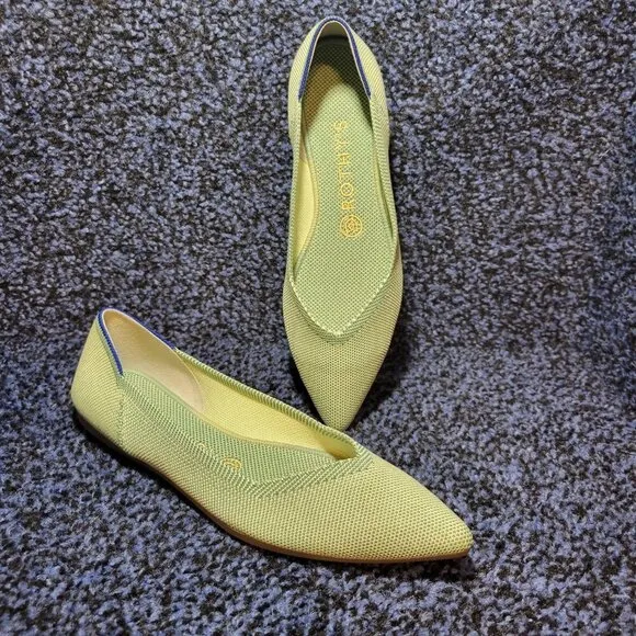 Rothys The Point Women's Size 7 US Mint Green Pointed Toe Slip on Flat Shoes