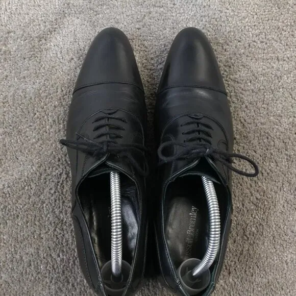 Russell &amp; Bromley Mens Shoes UK 7 Cap Toe Oxford Lace Up Black Leather Hand Made