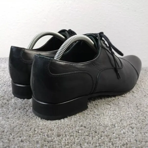 Russell &amp; Bromley Mens Shoes UK 7 Cap Toe Oxford Lace Up Black Leather Hand Made