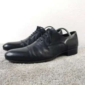 Russell &amp; Bromley Mens Shoes UK 7 Cap Toe Oxford Lace Up Black Leather Hand Made