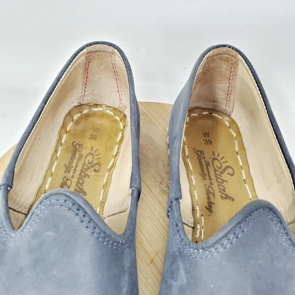 Sabah Shoes Womens 39 Blue Leather Slip On Loafer Lightweight Turkey